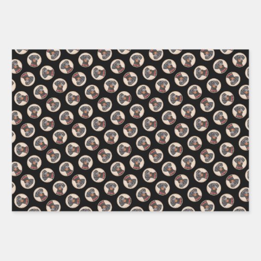 Deutsche Pinscher Malerei Schwarzer Original Hund Geschenkpapier Set (Vorderseite 3)