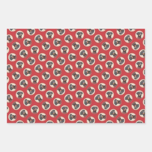 Deutsche Pinscher Malerei Schwarzer Original Hund Geschenkpapier Set (Vorderseite 2)