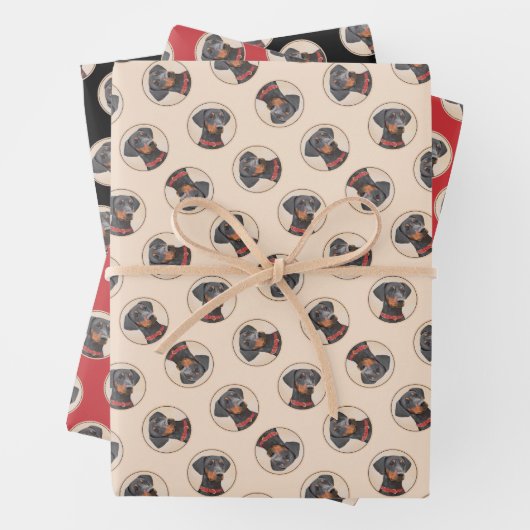 Deutsche Pinscher Malerei Schwarzer Original Hund Geschenkpapier Set (Beispiel)