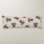 Deutsche Pinscher Malerei Schwarzer Original Hund Seitenschläferkissen (Rückseite)