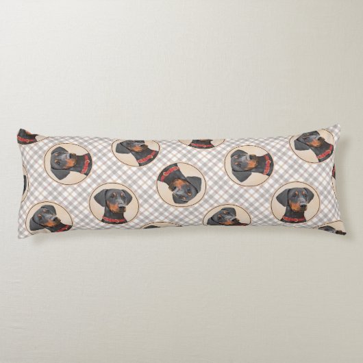 Deutsche Pinscher Malerei Schwarzer Original Hund  Seitenschläferkissen (Rückseite)