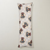 Deutsche Pinscher Malerei Schwarzer Original Hund Seitenschläferkissen (Rückseite (Vertikal))