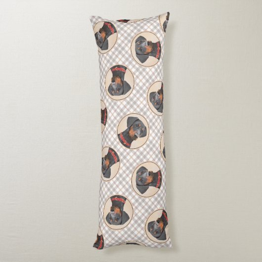 Deutsche Pinscher Malerei Schwarzer Original Hund  Seitenschläferkissen (Rückseite (Vertikal))