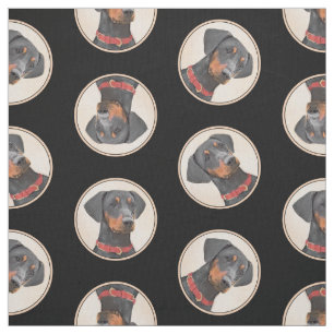 Deutsche Pinscher Malerei Schwarzer Original Hund Stoff