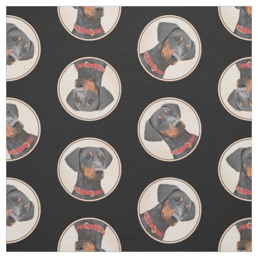 Deutsche Pinscher Malerei Schwarzer Original Hund  Stoff (Muster)