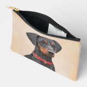 Deutsche Pinscher Malerei Schwarzer Original Hund Zubehörtasche (Offen)
