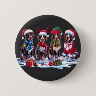 Deutsche Pointer Weihnachtsmannmütze will Weihnach Button