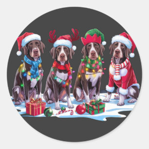 Deutsche Pointer Weihnachtsmannmütze will Weihnach Runder Aufkleber