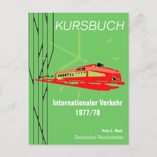 Deutsche Reichsbahn Kursbuchdesign Postkarte (Vorderseite)