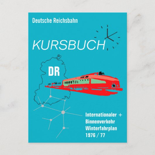 Deutsche Reichsbahn Kursbuchdesign Postkarte (Vorderseite)