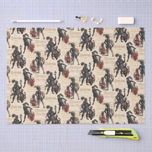 Deutsche Ritter im Rüstungswesen und Wappen Seidenpapier (Handwerk)