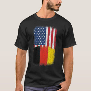 DEUTSCHE ROOTS Halbamerikanische Flagge stolz Deut T-Shirt