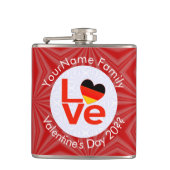 Deutsche Rote LIEBE Herzenflagge Personalisiert Flachmann (Vorderseite)