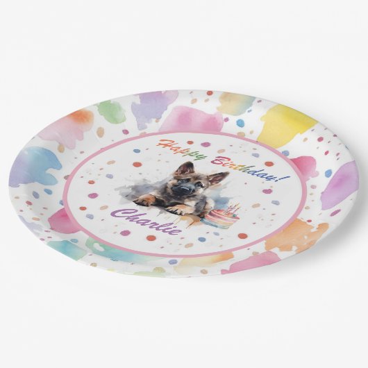 Deutsche Schäferdecke Pappteller (Schrägansicht)