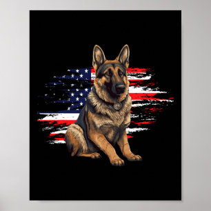 Deutsche Schäferfahne USA Flag 4. Juli Hunde Vater Poster