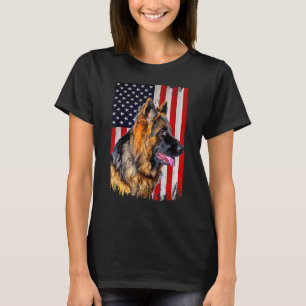 Deutsche Schäferhirte Amerikanische Flagge Deutsch T-Shirt