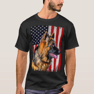 Deutsche Schäferhirte Amerikanische Flagge Deutsch T-Shirt