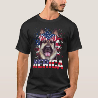 Deutsche Schäferhirte Amerikanische Flagge USA Pat T-Shirt