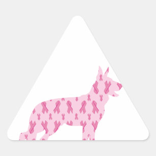 Deutsche Schäferhirte rosa Krebserkrankungen Dreieckiger Aufkleber