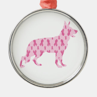 Deutsche Schäferhirte rosa Krebserkrankungen Silbernes Ornament