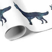 Deutsche Schäferhirte Schwarzes Wasser Silhouette Geschenkpapier (Rolleneckpunkt)