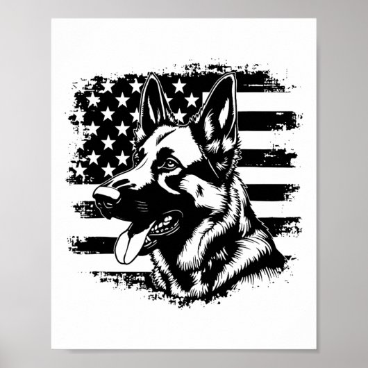 Deutsche Schäferhirte US-Flagge Sungles Patriotic Poster (Vorne)