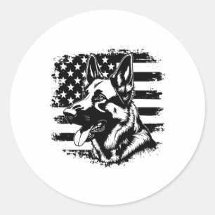 Deutsche Schäferhirte US-Flagge Sungles Patriotic  Runder Aufkleber
