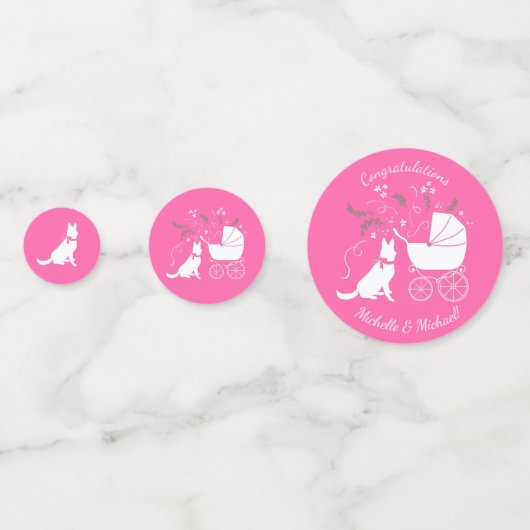 Deutsche Schäferhund Dog Baby Dusche Pink Girl Konfetti (Vorderseiten)