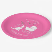 Deutsche Schäferhund Dog Baby Dusche Pink Girl Pappteller (Schrägansicht)