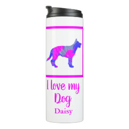 Deutsche Schäferhund Dog Hot Pink & Blue Silhouett Thermosbecher