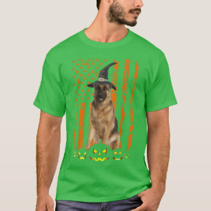 Deutsche Schäferhund Dog Pumpkin American Flag Hex T-Shirt