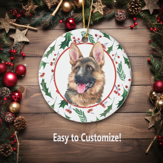 Deutsche Schäferhund Dog Red Berry Holly Border Ke Keramik Ornament