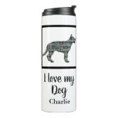 Deutsche Schäferhund Hunde Gelbe & Blaue Silhouett Thermosbecher (Nach links gedreht)