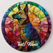 Deutsche Schäferhund Hundehunde-Bleiglas-Design-Bu Button (Vorderseite)