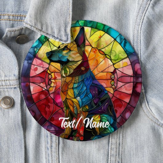 Deutsche Schäferhund Hundehunde-Bleiglas-Design-Bu Button (Beispiel)