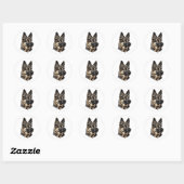 Deutsche Schäferhund-Kunst Runder Aufkleber (Blatt)