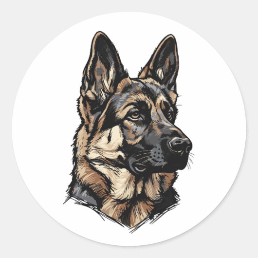 Deutsche Schäferhund-Kunst Runder Aufkleber (Vorderseite)