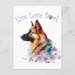 Deutsche Schäferhund-Mama Blumen Postkarte