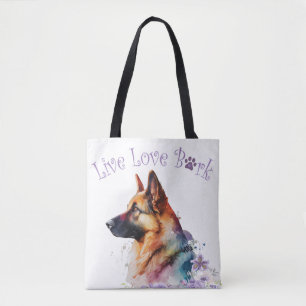 Deutsche Schäferhund-Mama Blumen Tasche
