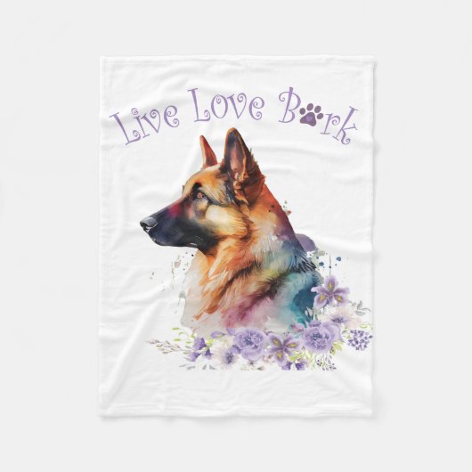 Deutsche Schäferhund Mama Floral Fleecedecke (Vorderseite)