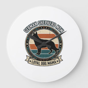 Deutsche Schäferhund-Mama Vintage-Hundeliebhaber-T Große Wanduhr