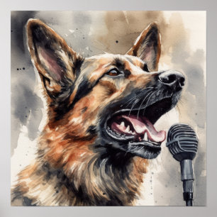 Deutsche Schäferhund-Musikfabrik-Kunstprint Poster