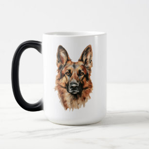 Deutsche Schäferhund-Porträt-Schwarz Akzent-Tasse Verwandlungstasse