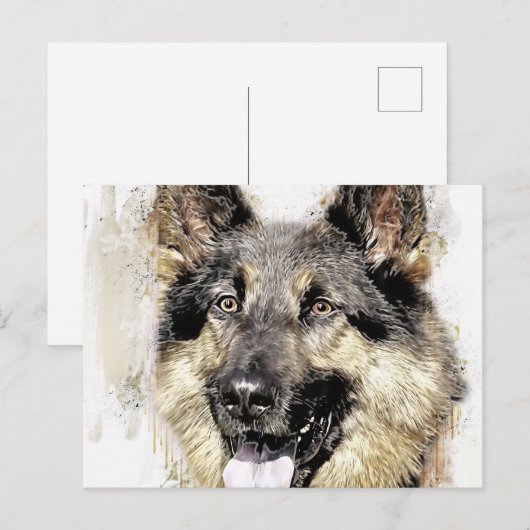 Deutsche Schäferhund Postkarte (Vorne/Hinten)