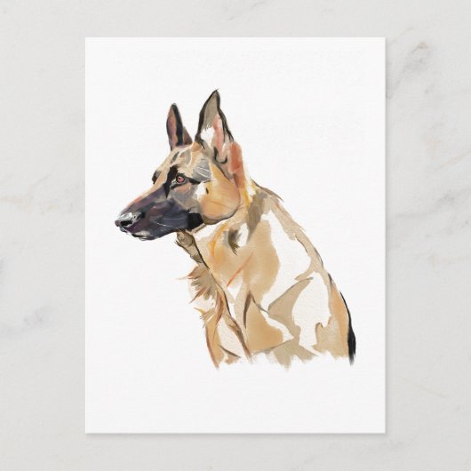 Deutsche Schäferhund-Postkarte, Aquarell-Illustrat Postkarte (Vorderseite)