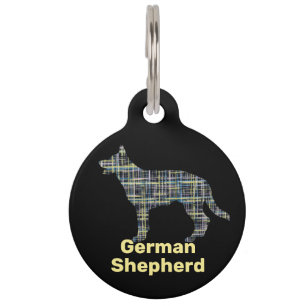 Deutsche Schäferhund-Silhouette Gelb und Schwarz G Haustiermarke