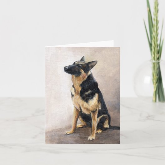 Deutsche Schäferhund Sitting Dog Art Note Card Karte (Vorderseite)