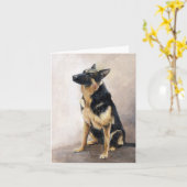 Deutsche Schäferhund Sitting Dog Art Note Card Karte (Gelbe Blume)
