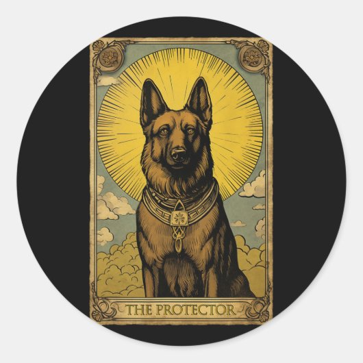 Deutsche Schäferhund-Tarot-Karte Runder Aufkleber (Vorderseite)