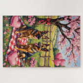 Deutsche Schäferhund Valentinstag Kunst Puzzle (Horizontal)